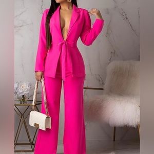 7th Ave NYCo hot pink ladies pantsuit